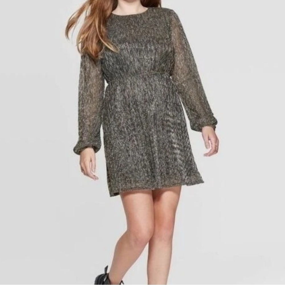 Xhilaration Target women’s gilded metallic  holiday party mini dress size XS